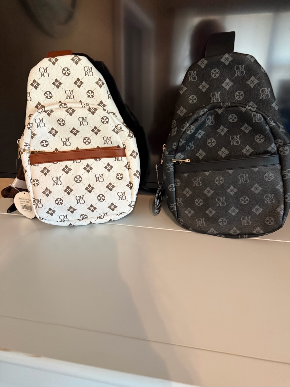 Two NEW Monogram Crossbody Sling Bag - White & Black Options